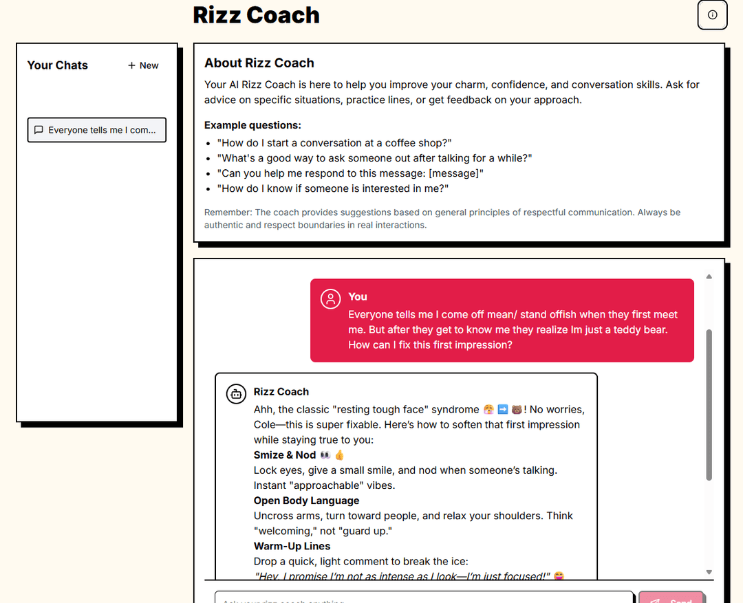 Rizz Coach Interface